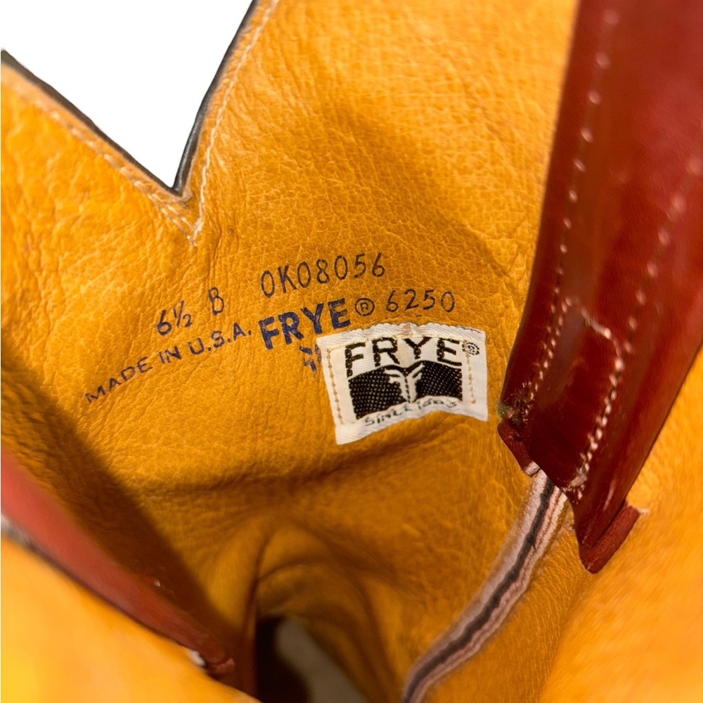 Frye Women's Leather Vintage Western Heeled Cowgirl Boots In Orange/Butterscotch - Picture 7 of 9
